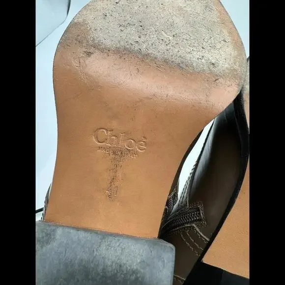 Chloe Rylee Patent Leather Heel Boots Brown Size 41 EU, 11 US - Picture 8 of 9